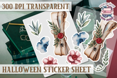 Halloween sticker sheet Creepy Scrapbook PNG Funny Skulls Product Image 1