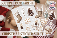 Christmas Watercolor Sticker Sheet Winter Cute Holiday PNG Product Image 1