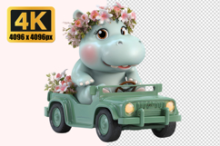 Cute Cartoon Hippopotamus Transparent PNG Product Image 1