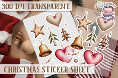 Christmas Watercolor Sticker Sheet Winter Cute Holiday PNG Product Image 1