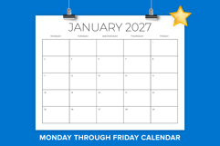 2027 8.5x11 MON-FRI Calendar Template Product Image 1