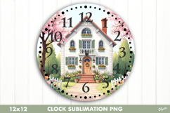 Cozy Spring, Clock Sublimation. Garden Clock Design PNG Product Image 1