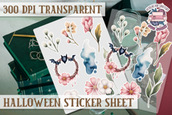 Halloween sticker sheet Creepy Scrapbook PNG Funny Skulls Product Image 1
