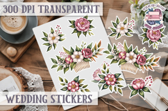 Boho sticker sheet Wedding Scrapbook PNG Love Aesthetic Product Image 1