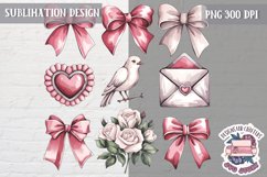 St Valentine’s Coquette Bow PNG Holidays Funny Watercolor Product Image 1