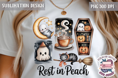Halloween Watercolor Brushstrokes PNG Funny Ghost Design Product Image 1