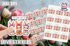 Love sticker Sheet Valentine Day Cute Animals Quote PNG Product Image 1