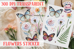 Summer sticker flowers butterfly Spring Botanical PNG Product Image 1