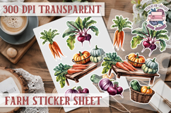 Farm sticker sheet Harvest Scrapbook PNG Vegetables Cozy Product Image 1