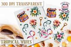 Tropical Vibes sticker sheet Flowers Hawaii PNG Floral Product Image 1