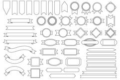Outline Badge &amp; Banner Clip Art Set Product Image 1