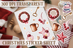 Christmas Watercolor Sticker Sheet Winter Cute Holiday PNG Product Image 1