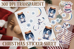 Christmas Watercolor Sticker Sheet Winter Cute Holiday PNG Product Image 1