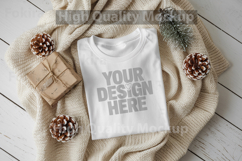 Christmas White T-shirt mockup - Christmas Background Product Image 1