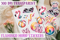 Flamingo Mood sticker sheet Pink Love Bird PNG Glamour Product Image 1