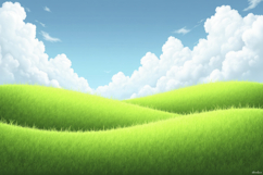 Green Meadow With Blue Sky Background Product Image 1