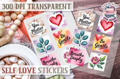 Self Love sticker sheet Scrapbook PNG Nature Watercolor Yoga Product Image 1