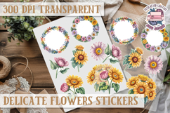 Summer sticker Delicate Scrapbook PNG Flowers Botanical Product Image 1