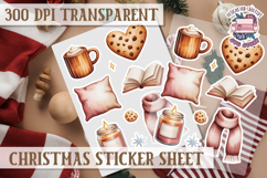 Christmas Watercolor Sticker Sheet Winter Cute Holiday PNG Product Image 1