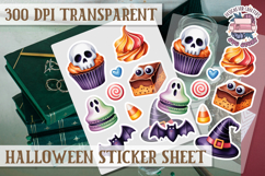 Halloween sticker sheet Creepy Scrapbook PNG Funny Skulls Product Image 1