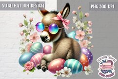 Cute Easter Animal Sublimation Design PNG Spring Eggs Bunny Product Image 1