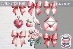 St Valentine’s Coquette Bow PNG Holidays Funny Watercolor Product Image 1