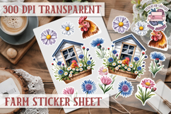 Farm sticker sheet Harvest Scrapbook PNG Vegetables Cozy Product Image 1