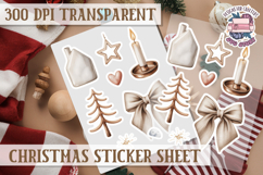 Christmas Watercolor Sticker Sheet Winter Cute Holiday PNG Product Image 1