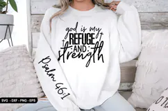 God Is My Refuge And - Christian Sleeve T-Shirt Design Product Image 1