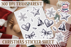 Christmas Watercolor Sticker Sheet Winter Cute Holiday PNG Product Image 1