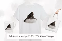 Watercolor horse, animal sublimation design png Product Image 1