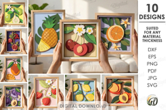 3D Summer Layered Fruit Decor Bundle. Wall Art Paper cut Product Image 1