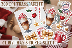 Christmas Watercolor Sticker Sheet Winter Cute Holiday PNG Product Image 1