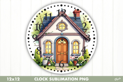 Cozy Spring, Clock Sublimation. Garden Clock Design PNG Product Image 1