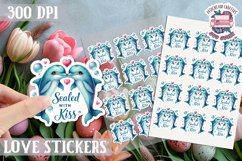 Love sticker Sheet Valentine Day Cute Animals Quote PNG Product Image 1