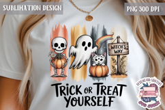 Halloween Watercolor Brushstrokes PNG Funny Ghost Design Product Image 1