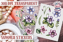 Summer Vibes sticker sheet Beach Scrapbook PNG Flowers Product Image 1