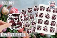 Love sticker Sheet Valentine Day Lovers Gothic Skull PNG Product Image 1