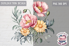 Spring Flowers Sublimation design Wreath Bouquet Watercolor Product Image 1