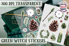 Green Witch sticker sheet Magic Scrapbook PNG Herbs Spells Product Image 1