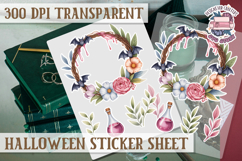 Halloween sticker sheet Creepy Scrapbook PNG Funny Skulls Product Image 1