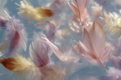 Pastel Colored Feathers Background Wallpaper Product Image 1