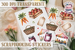 Scrapbooking sticker sheet Cute Funny PNG Watercolor School Product Image 1