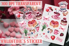 Love sticker Sheet Valentine Day Lovers Funny Heart PNG Product Image 1