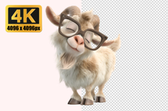 Goat Wearing Glasses and Smiling Transparent PNG Product Image 1