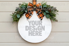 Fall-Halloween Round Wood Sign Mockup - Door Wood Sign Product Image 1