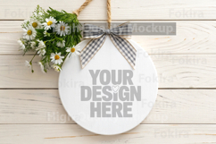 Spring Round Wood Sign Mockup - Door Wood Sign Product Image 1