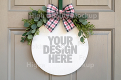 Easter Round Wood Sign Mockup - Door Wood Sign Product Image 1