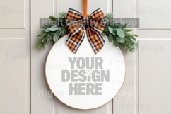 Fall-Halloween Round Wood Sign Mockup - Door Wood Sign Product Image 1