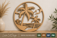 Palm Tree Beach Laser Cut File SVG Product Image 1